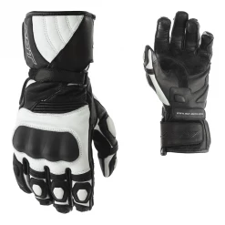 RST GT Mens Black/White Motorcycle CE Leather Summer Sports Gloves RST Clothing