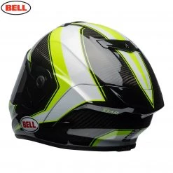 Bell Helmets Bell Street RACE STAR SECTOR White/Hi-Viz Green Carbon Flex Impact Liner Helmet