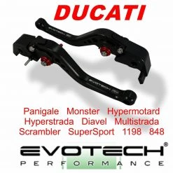 ALL DUCATI Evotech Performance Short Black Brake & Clutch Levers Set