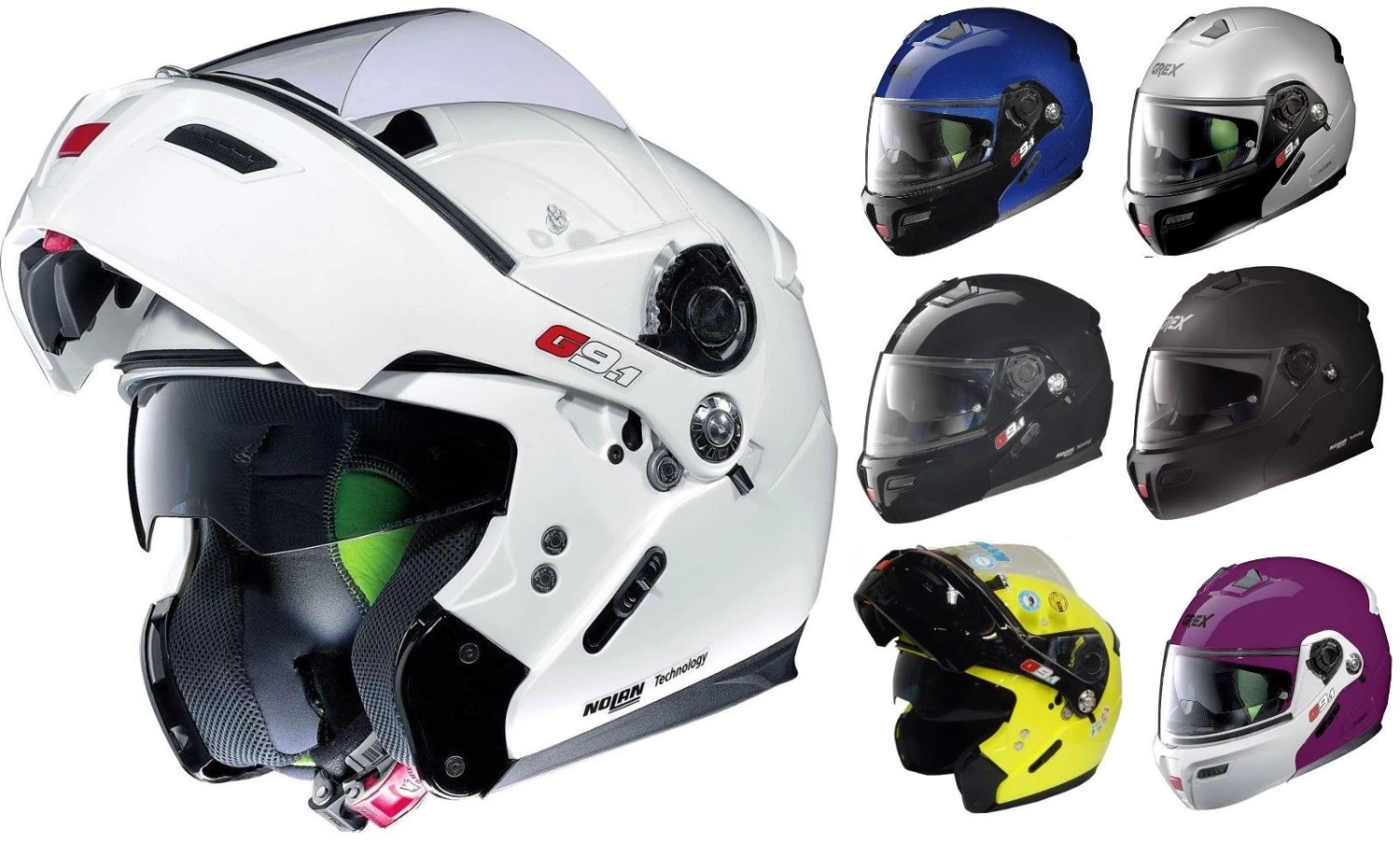 Nolan Helmets GREX G9.1 EVOLVE Couple Flip Front Blue/Red/White/Black Motorbike Helmet Nolan