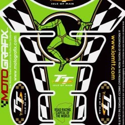 Isle Of Man TT Races GREEN Chequer 3D Gel Motorbike Motografix Tankpad Protector