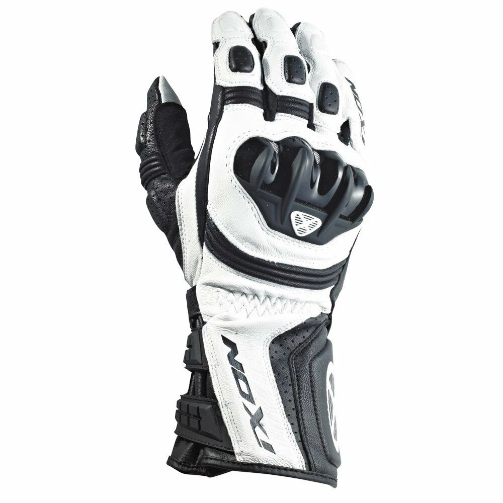 Ixon Clothing IXON RS MOTO HP Motorcycle Leather Racing Gloves Black/White/Red CE Cat 2