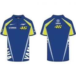VR46 Clothing Valentino Rossi Yamaha Mens Blue Polo Shirt Official MotoGP Merchandise VR46