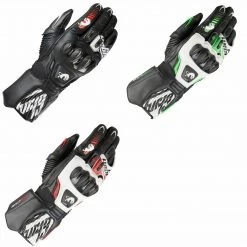 FURYGAN FIT-R2 White/Black/Red/Green Leather Sports Racing Motorbike Gloves Furygan Clothing