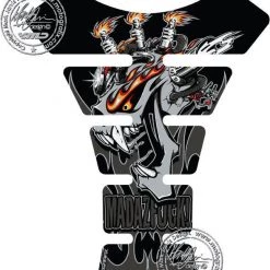 Mad Az F**K SILVER Black 3D Gel Motorbike MotografixTankpad Protector Universal