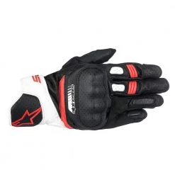 10% Off ALPINESTARS SP5 Black/White/Red Leather Short Motorbike Gloves