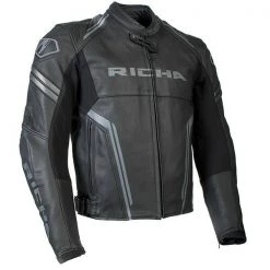 Richa Clothing RICHA MONZA Black/Grey Motorcycle Sports CE Leather Jacket/Trousers 2PC