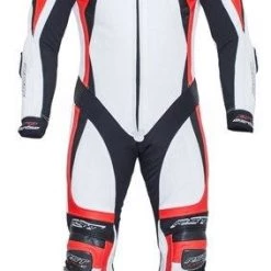 RST Clothing RST PRO SERIES 1840 CPXC II White/Flo Red Leather Motorbike 1PC Racing Suit