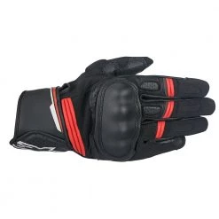 Alpinestars Gloves 10% Off ALPINESTARS BOOSTER Black/Red Leather Motorbike Short Gloves