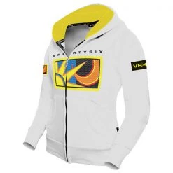 VR46 Clothing LADIES Rossi 46 White Hoody/Hoodie Official MotoGP Merchandise Lady/Women VR46