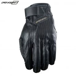 Five EL CAMINO Black Embossed Striped Leather Custom/Cruiser Motorbike Gloves Five Gloves