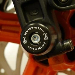 Evotech Performance KTM 390 Duke 2017+ Front Spindle Bobbins Protection Black