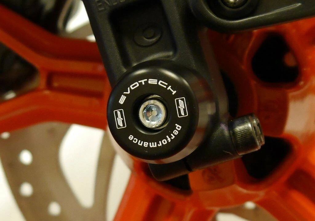 Evotech Performance KTM 390 Duke 2017+ Front Spindle Bobbins Protection Black
