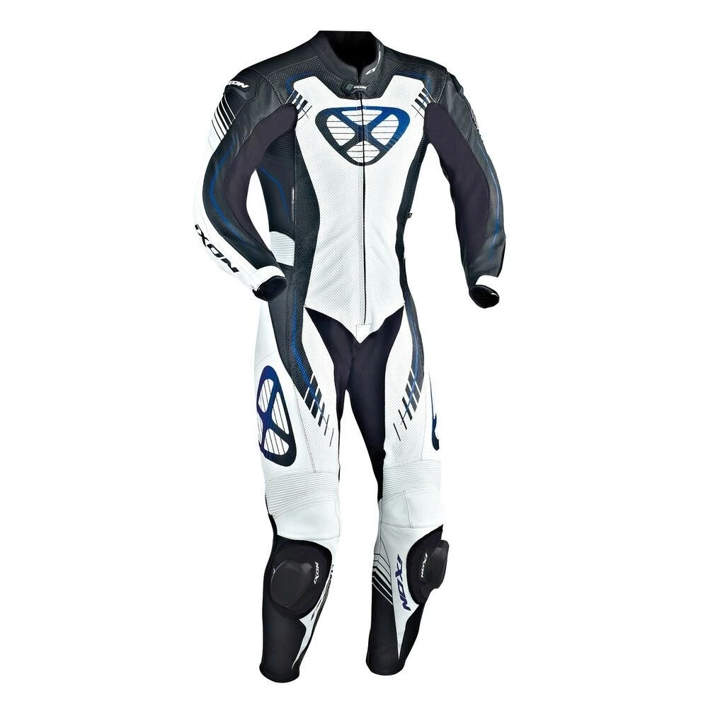 Ixon Clothing IXON STARBURST Black/White/Blue Suzuki/Yamaha Leather Motorbike 1PC Racing Suit