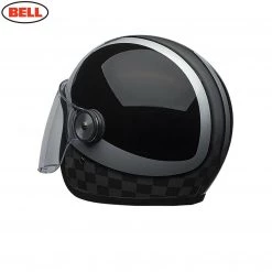 BELL Cruiser RIOT SE CHECKS Black Open Face Motorcycle Helmet Clear Flip Visor Bell Helmets