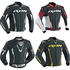 IXON VORTEX 2 Leather Black/Red/Yellow/White Sport Motorbike Jacket CE Certified Ixon Clothing