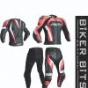 RST Clothing RST TRACTECH EVO 3 Red/Black/White Motorcycle CE Leather Jacket/Trousers 2PC