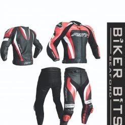 RST Clothing RST TRACTECH EVO 3 Red/Black/White Motorcycle CE Leather Jacket/Trousers 2PC