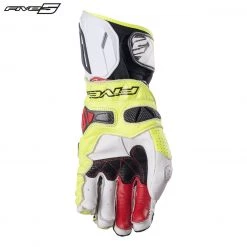 Five RFX Race White/Yellow Motorbike Sports Gloves ADVANCED CARBON Technology Five Gloves