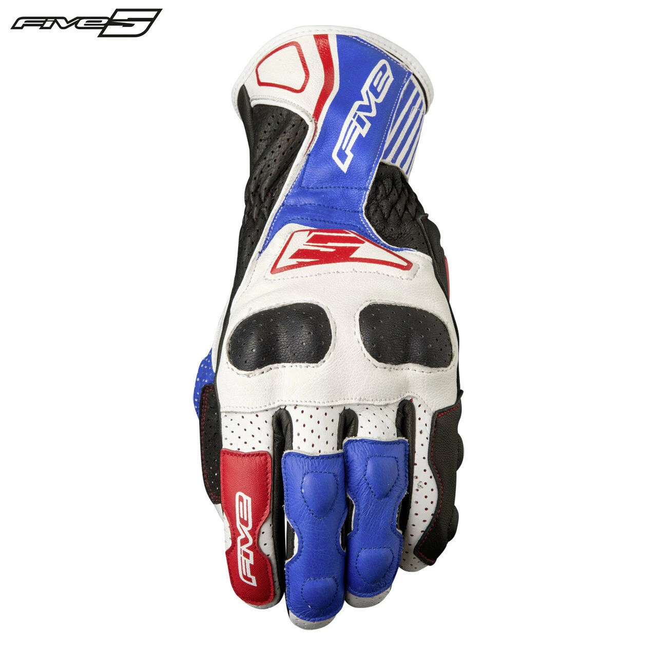 Five RFX4 Replica Adult Motorbike Leather Race Gloves KTM Orange/Yellow/Blue