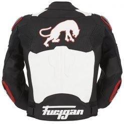 FURYGAN RAPTOR Black/White/Red Waterproof Leather Motorbike Sports Range Jacket