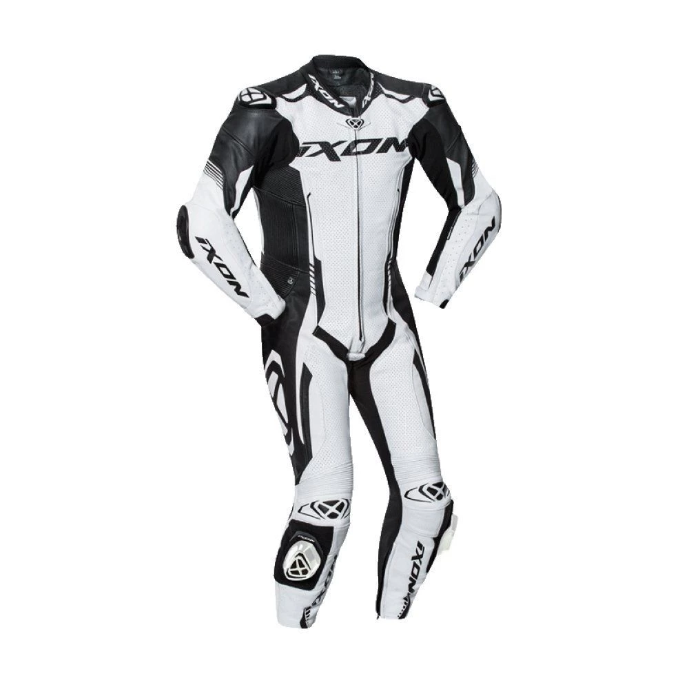 IXON VORTEX 2 White/Black Leather Technical CE Certified Motorbike Racing Suit Ixon Clothing