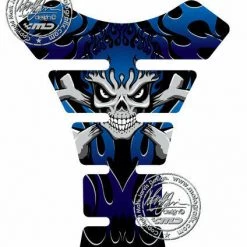 Flaming Skull BLUE 3D Gel Motorbike/Motorcycle MotografixTankpad Protector