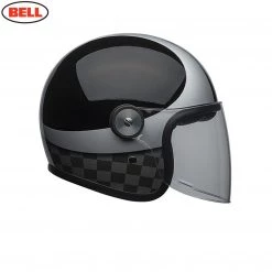 BELL Cruiser RIOT SE CHECKS Black Open Face Motorcycle Helmet Clear Flip Visor Bell Helmets