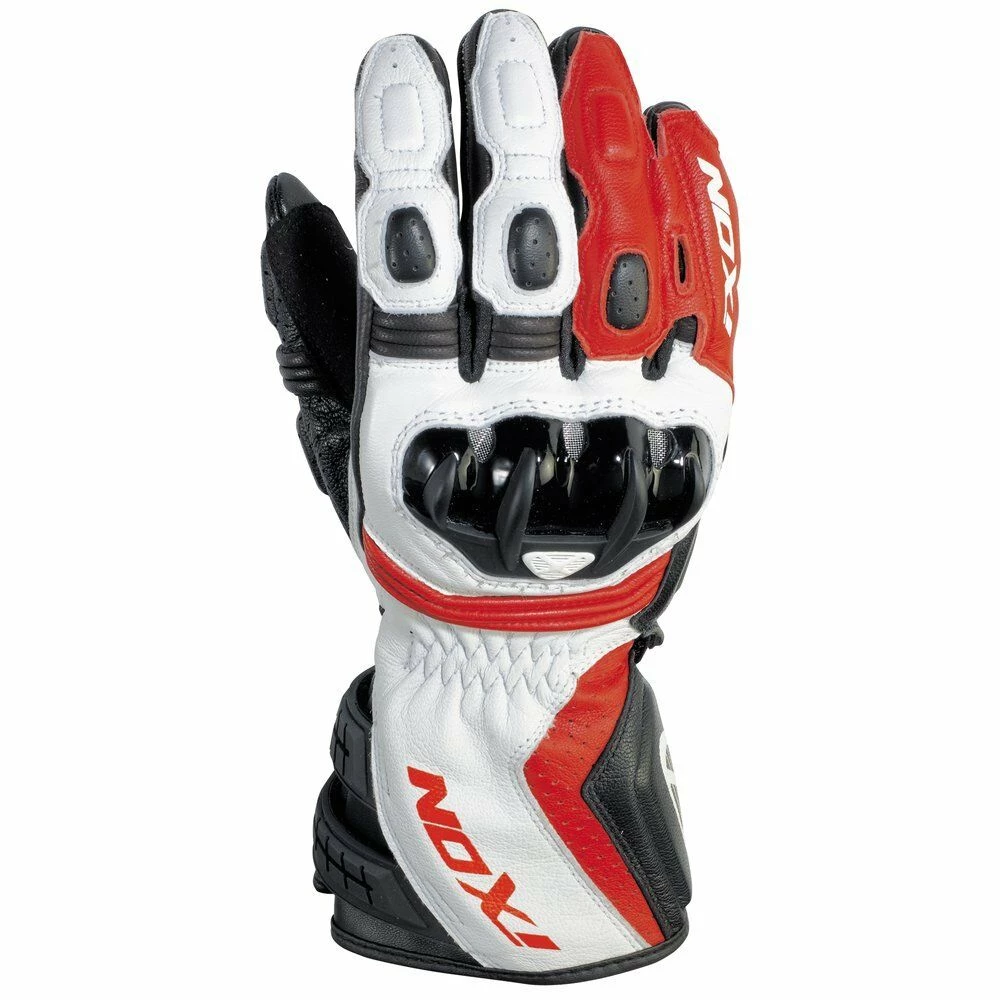 Ixon Clothing IXON RS MOTO HP Motorcycle Leather Racing Gloves Black/White/Red CE Cat 2