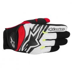 10% Off ALPINESTARS SPARTAN Black/White/Red/Yellow Summer Mesh Motorbike Gloves
