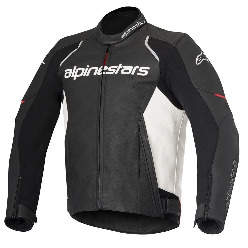 10% OFF Alpinestars DEVON Black/White Motorbike Leather Crusier/Sports Jacket