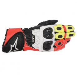 10% Off ALPINESTARS GP PLUS R Black/White/Red/Fluo Motorbike Leather Gloves