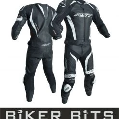 RST TRACTECH EVO 3 Motorcycle Sports CE Leather Jacket/Trousers 2PC Black/White