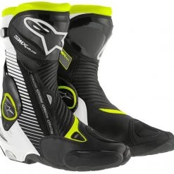 5% OFF Alpinestars SMX PLUS Black/White/Fluo Yellow Motorcycle Sports Boots Alpinestars Boots