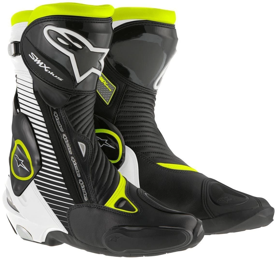 5% OFF Alpinestars SMX PLUS Black/White/Fluo Yellow Motorcycle Sports Boots Alpinestars Boots
