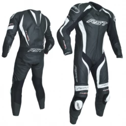RST Tractech Evo-3 White/Black 1PC Motorbike Leather Racing Suit Race Hump RST Clothing