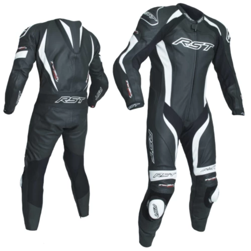 RST Tractech Evo-3 White/Black 1PC Motorbike Leather Racing Suit Race Hump RST Clothing