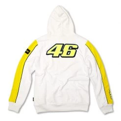 VR46 VR46 Clothing Valentino 46 Rossi Mens White Fleece Hoody/Hoodie Official MotoGP Merchandise