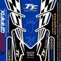 Isle Of Man TT Races BLUE Chequer 3D Gel Motorbike Motografix Tankpad Protector