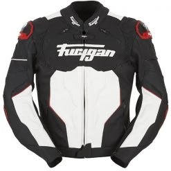 FURYGAN RAPTOR Black/White/Red Waterproof Leather Motorbike Sports Range Jacket