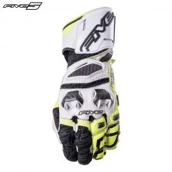 Five RFX Race White/Yellow Motorbike Sports Gloves ADVANCED CARBON Technology Five Gloves