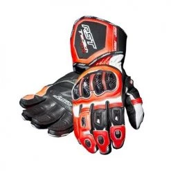 RST TRACTECH EVO Flo Red Motorbike CE Leather Sports Gloves