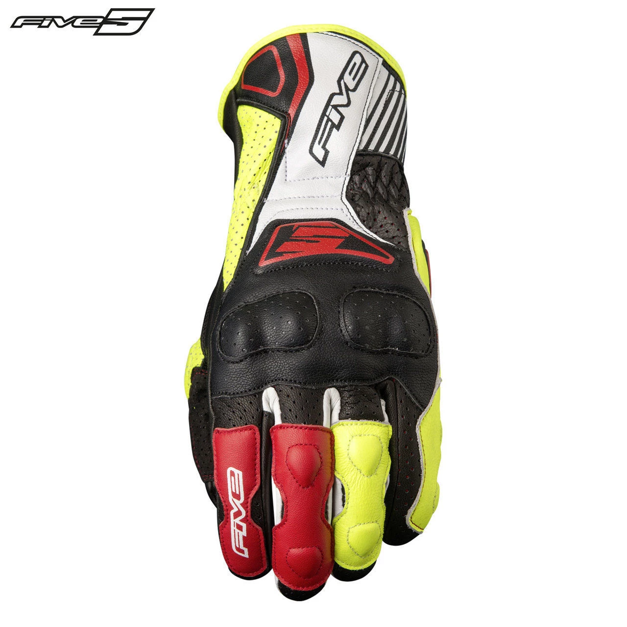 Five RFX4 Replica Adult Motorbike Leather Race Gloves KTM Orange/Yellow/Blue