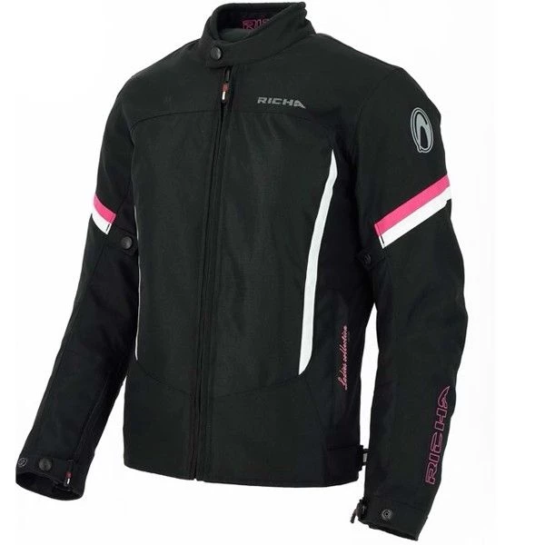 Richa Clothing RICHA LADY LENA Black/Pink Textile Motorcycle Waterproof Jacket CE Armour