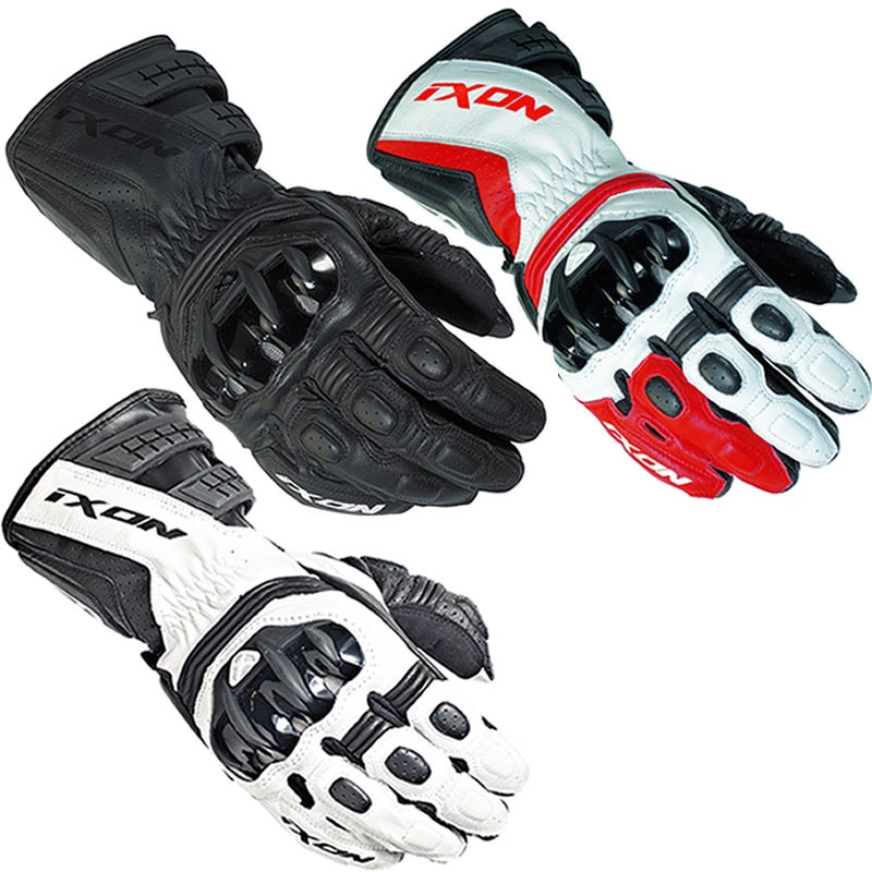 Ixon Clothing IXON RS MOTO HP Motorcycle Leather Racing Gloves Black/White/Red CE Cat 2