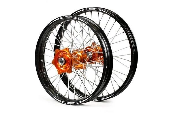 TALON EVO WHEEL SET KTM EXC 21"+18" ORANGE/BLACK Billet Hubs Rims