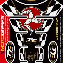 Isle Of Man TT Races BLACK Chequer 3D Gel Motorbike Motografix Tankpad Protector