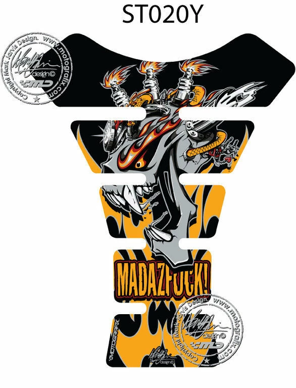 Mad Az F**K YELLOW 3D Gel Motorbike MotografixTankpad Protector Suzuki/Triumph