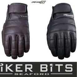 Five CALIFORNIA Brown/Black Quilted & Topstitched Leather Motorbike Gloves Five Gloves