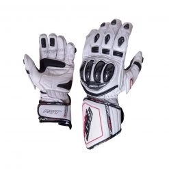 RST TRACTECH EVO-R White Motorbike CE Approved Kangaroo Leather Sports Gloves